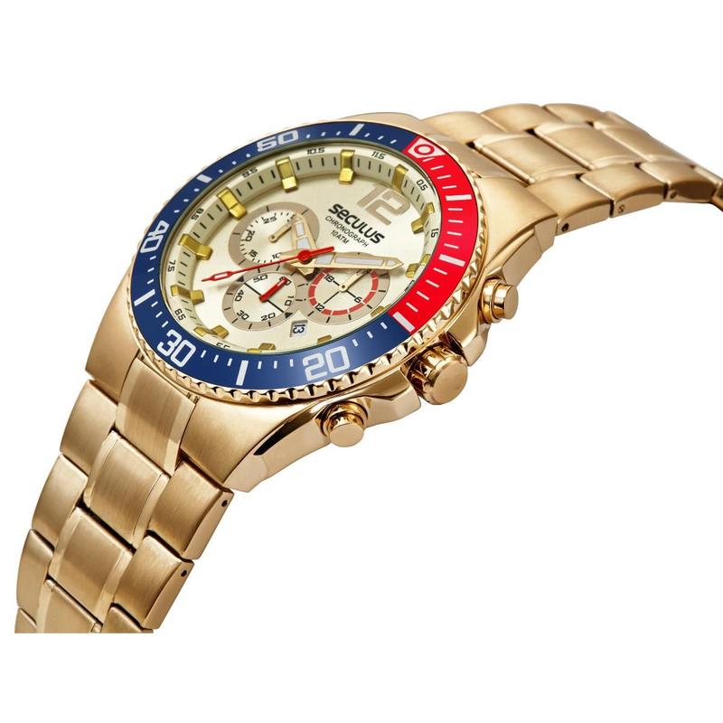 Relogio Masculino Seculus Dourado Pepsi Catraca Bicolor Original